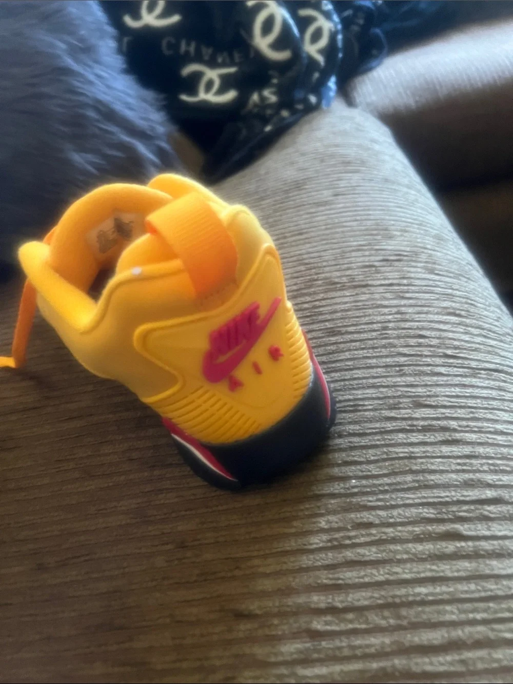 Jordan Low-Top Sneaker in Bright Yellow with Black & Red Accents